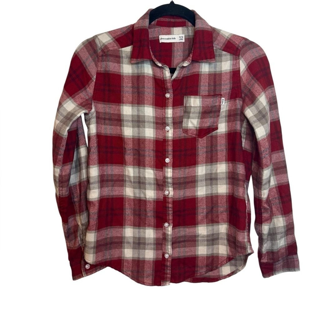 Abercrombie Kids Red & Tan Plaid Button Down Shirt